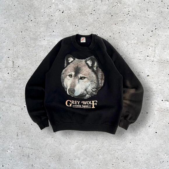 Vintage 90s jerzees wolf nature sweatshirt - Picture 1 of 5